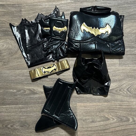 Batman Costume Kids Size Medium Superhero Halloween Jumpsuit with Cape - Picture 1 of 15